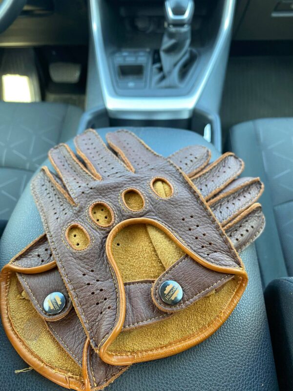 mens deerskin driving gloves cognac tan colo hand sewn hand made