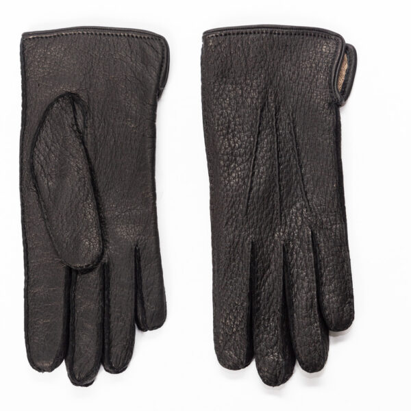 men's peccary leather gloves black cashmere lined hand sewn