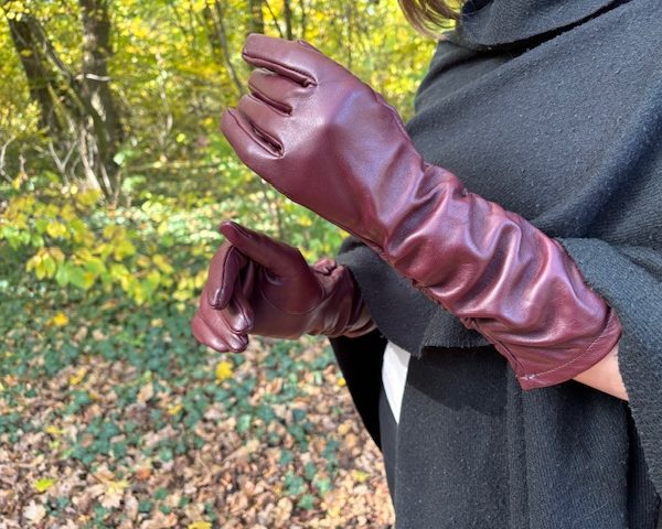 Women's Semi Long Leather Gloves unlined Beige all Colors
