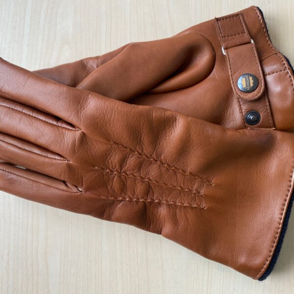 cognac leather gloves with cashmere lining